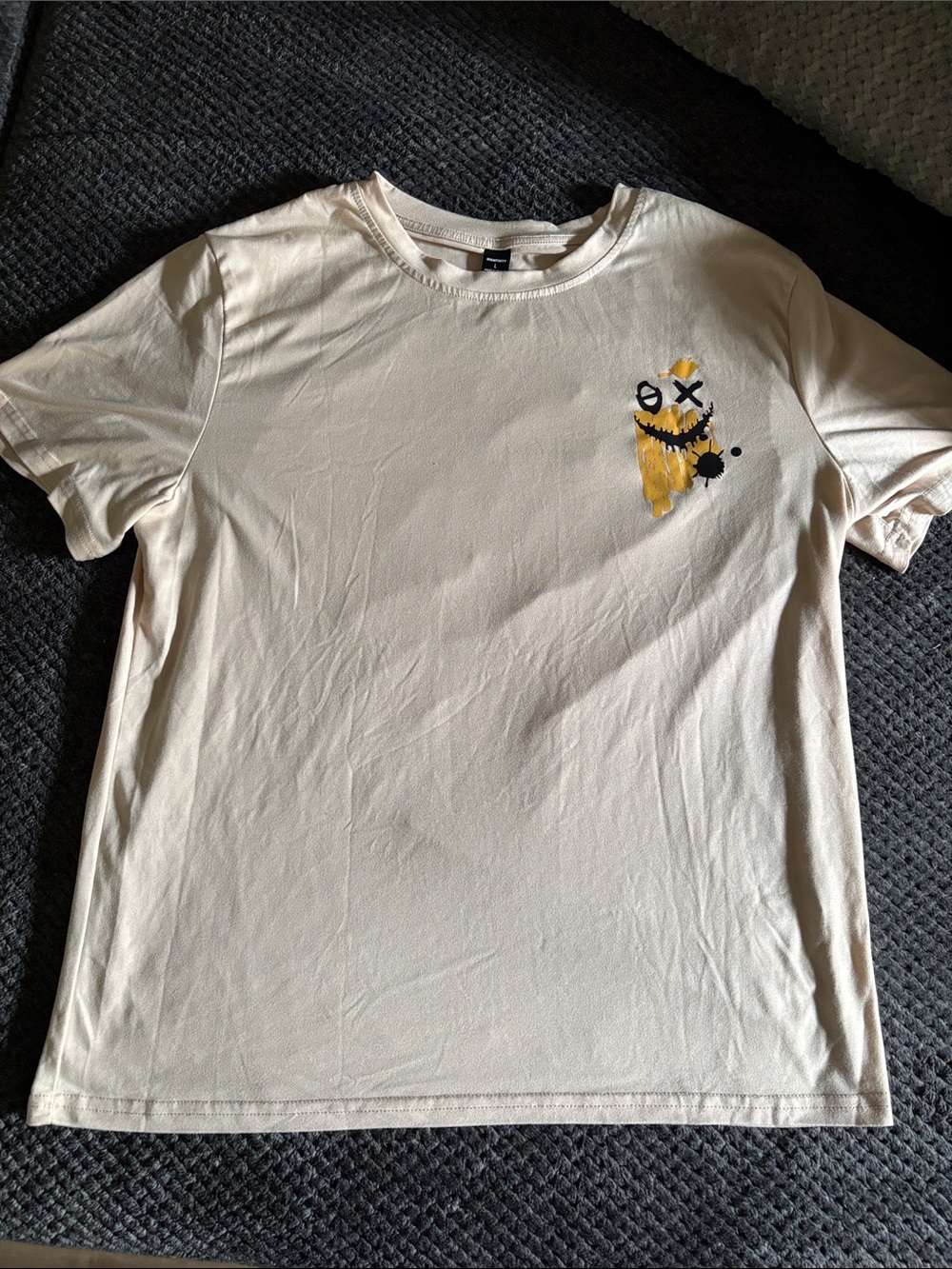 Men's Short Sleeve Graphic Tee - Cream with Yellow Accent